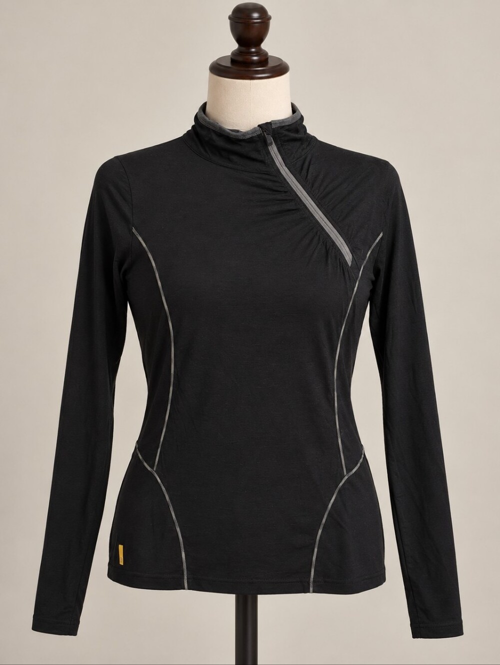 Lole Black Asymmetrical Zip Long Sleeve Athletic Top Size Medium